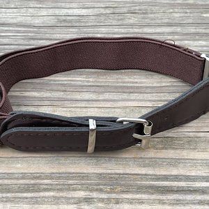 Dog Collar Belt Brown Faux Leather Stretched Elast